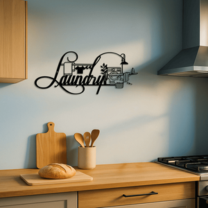 CIFbuy Insegna Rustica Vintage per Lavanderia, Decorazione Casa Stile Fattoria per Tutte le Stagioni, Arte in Metallo, TikTok per Servizio di Ritiro Temu - Product Image 1