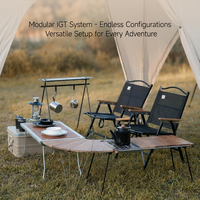 Table pliante d'extérieur Areffa AF-CK080 pour le glamping, en alliage d'aluminium et bois de teck, portable, pour le camping et les pique-niques, nouveau mobilier