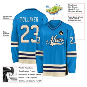 Custom Blue Cream Navy Hockey Jersey Sublimation Breathable Team Uniform Stitched Training Sportswear Men Youth Adult New Top - Product Image 2