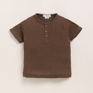 Organic Cocoa Whisper Camiseta Henley de manga corta Calidad Premium para bebé - Product Image 1