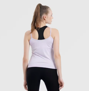 Women’s <b>Spaghetti</b> <b>Strap</b> Tank Top Custom Logo Plain Stretch Slim Fit Camisole Vest Top Gym Wear OEM Wholesale - Product Image 2