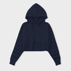 เสื้อฮู้ดครอปสีน้ำเงินกรมท่า แขนปกติ ทรงปกติ สีพื้น ผ้าฝรั่งเศสเทอร์รี่ ระบายอากาศได้ดี สำหรับผู้ชาย สไตล์ลำลอง - Product Image 3