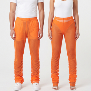 Sexy Transparent <b>Mesh</b> Flare Stacked <b>Pants</b> Sheer Transparent Stacked Trousers Unisex Summer Lightweight Stack Transparent <b>Pants</b> - Product Image 1