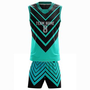 Ensemble maillot et short de basketball personnalisés – Uniforme d'équipe sublimé, motif chevron bleu sarcelle et noir, vêtements de sport personnalisés - Product Image 2