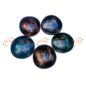 Decorative <b>Lacquerware</b> Coconut Bowls Handmade Vietnam Handicraft Colorful Shell Dishes For Interior Design Wholesale - Product Image 2