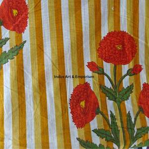 Tissu en coton imprimé traditionnel Jaipuri, coton cambriqué imprimé au bloc 60x60, tissu en coton à motifs. - Product Image 2