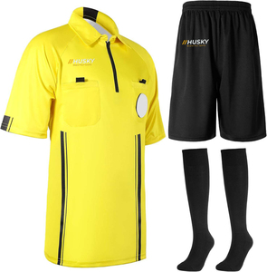 Zuoyala Unisex Yellow Referee Jersey Set Pockets Black Shorts Breathable Polyester Uniform Adults Silk Screen Heat-Transfer - Product Image 3