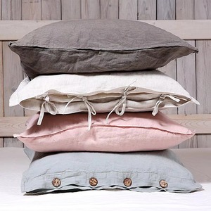 Light Blue Cotton Linen Cushion Cover Rectangle Nordic Style Ruffle Design Button Closure Home Decor <b>Pillow</b> <b>Case</b> - Product Image 2