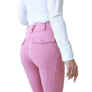 Culottes d'équitation rose vif pour femmes avec logo personnalisé, extensibles dans quatre directions (Spandex/Nylon), pour sports de plein air, avec ceintures ajustables - Product Image 2