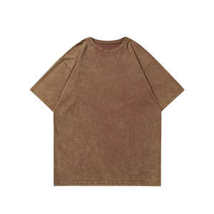 Camiseta de cuello redondo personalizada para hombre, de alta calidad, 100% algodón, ecológica, de corte regular, gruesa, gris, con lavado ácido. - Product Image 3