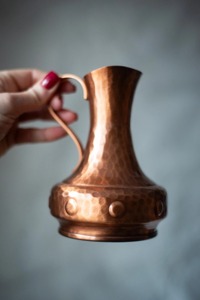 Vintage Copper Pitchers Set of 2 Handcrafted Metal Water <b>Jugs</b> Decorative <b>Drink</b> Dispensers for Home Use - Product Image 2