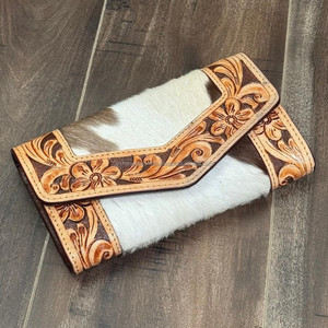 2025 nouveau concepteur de luxe usiné à la main en cuir carte porte-monnaie Long portefeuille Vintage dames à la mode véritable pochette en peau de vache - Product Image 4