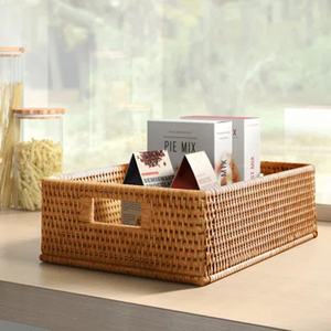 Stylish Premium Hand Woven Rattan <b>Baskets</b> For Fruits <b>Vegetables</b> And Breads <b>Storage</b> Natural Rattan <b>Basket</b> For Kitchen Dining 2026 - Product Image 1