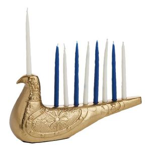Antique Bronze Traditional Metal Menorah Candle Holder Hanukkah Classic <b>Candelabra</b> Elegant Table Display Decor - Product Image 2