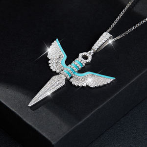 Colgante de Espada con Cristales y Plata, con Alas, Estilo Hiphop, Joyería de Moda Unisex - Product Image 1