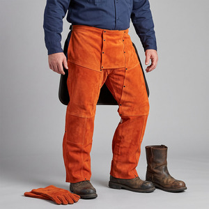 Pantalon de soudeur en cuir de vachette résistant au feu de qualité supérieure, certifié CE, résistance à la chaleur 500C-1000C, antistatique - Product Image 2