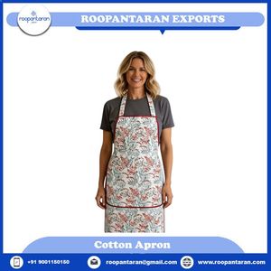 Delantal con Estampado Floral y Ribete Rojo, Delantal de Cocina de Algodón Lavable a Máquina, Estilo Clásico para Uso Diario, 1-4 Bolsillos, al por Mayor - Product Image 2