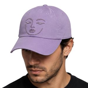 Lavender <b>Purple</b> Custom Rhinestone Baseball Cap Fashion Face Design Adjustable Cotton Dad <b>Hat</b> Luxury Streetwear OEM ODM Wholesale - Product Image 1