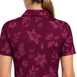 Polo de golf imprimé à manches courtes pour femme, motif floral, haut de sport performant, personnalisable, respirant, vente en gros - Product Image 6