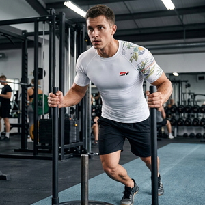 Camiseta de manga corta para hombre, personalizada, de alta calidad, con estampado digital, transpirable, ecológica, de secado rápido, para natación y fitness. - Product Image 6