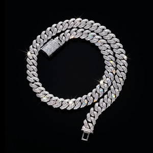 Hip Hop 8mm 10mm 16mm Baguette Shape Cuban Link Chain 925 Sterling Silver Moissanite Fine Jewelry Custom <b>Men</b> Moissanite <b>Necklace</b> - Product Image 4