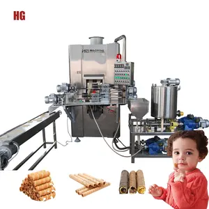 Macchina automatica per rotolo di uova riempita di cioccolato e cioccolato a doppia testa wafer roll che fa macchina a basso prezzo per la produzione di wafer stick linea di produzione