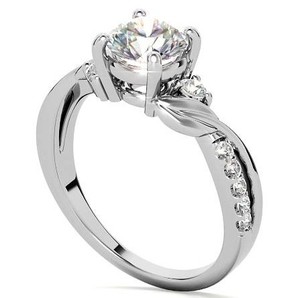 Anillo Solitario de Moissanita con Corte Redondo, Plata de Ley 925, Chapado en Oro Blanco, Elegante Joyería para Novia, Compromiso, Boda, Aniversario - Product Image 4