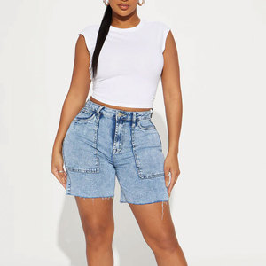 Fashionable <b>Women</b> Denim Shorts High Waist Breathable <b>Jean</b> Shorts with Ripped Details <b>Women</b> Denim Shorts for a Casual Look - Product Image 1