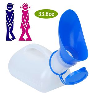 Urinoir portable unisexe 1000ML/33.8OZ pour adulte, avec couvercle et entonnoir, pour homme et femme, idéal pour voiture et camping - Product Image 1