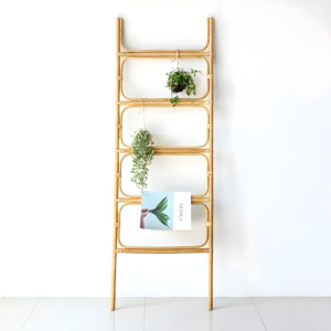 Standing towel rack <b>ladders</b> for indoor handcrafted rattan <b>ladder</b> functional storage accessories - Product Image 2