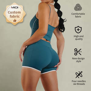 Nouvel Arrivage Ensemble 2 Pièces Sans Couture Respirant pour Femme, Idéal Yoga : Haut Manches Longues Uni et Legging Court Taille Haute Moulant - Product Image 4