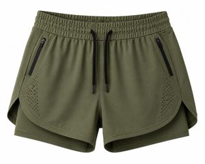 Short de sport pour homme en polyester respirant bleu uni, séchage rapide, avec poches zippées, cordon de serrage, taille mi-haute, pour la course à pied - Product Image 5