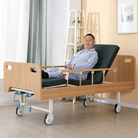 Lit de soins à domicile en bois Givisen - Lit de soins manuel premium à 2 fonctions avec personnalisation de la table à manger.