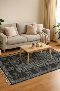 Tapis Bohème en Coton Fait Main Lavable Antidérapant pour la Prière, Décoration Salon Chambre Noir - Product Image 2