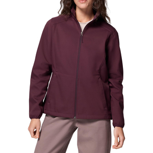 Veste polaire prune pour femme, manches longues, fermeture éclair, col montant, couleur unie, style décontracté, longueur normale, vêtement d'extérieur - Product Image 1