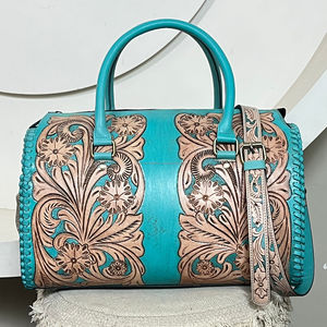 Nuevo Juego de Maletas de Cuero con Diseño Floral Hecho a Mano, Juego de 3 Piezas, Bolsa de Viaje, Bolsa de Fin de Semana, Bolso Bandolera - Product Image 2