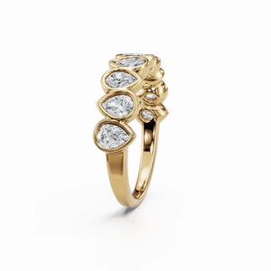 Bague d'éternité minimaliste sertie de diamants, bague de mariage en diamant de laboratoire en forme de poire, bague empilable délicate, bague d'anniversaire en or 14 carats - Product Image 4