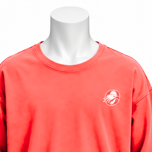 T-shirt à manches longues en coton rouge corail, coupe oversize, effet délavé vintage, épaules tombantes, style streetwear décontracté, coupe ample - Product Image 3