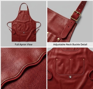 Delantales de Cuero Rojo de Alta Resistencia y Calidad Premium, Hechos a Medida, Precio Competitivo, Diseño Único con Mangas - Product Image 5