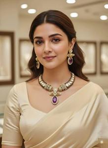 Collier tribal afghan Kuchi avec grandes plaques argentées embossées et grands cabochons en verre rouge - Product Image 2