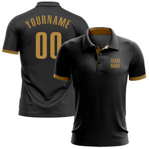 Polo de Golf Personalizado Negro y Dorado Antiguo, Transpirable y de Secado Rápido, para Entrenamiento de Golf y Uso Casual - Product Image 1