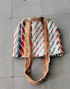 High Demand braided jute <b>bags</b> in multicolour cotton chindi rugs best for <b>beach</b> and shopping <b>tote</b> <b>bags</b> with cotton lining - Product Image 6