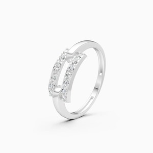 Anillo de curva abierta con diamante cultivado en laboratorio de 0.21 quilates en oro amarillo, blanco y rosa de 9 quilates. - Product Image 2