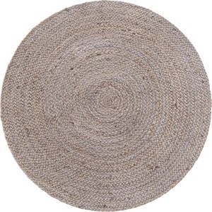 Round Braided Jute Area Rug Solid Color Bohemian Style Handcrafted Thin Flat Pile Living Room Use Spot Clean - Product Image 1