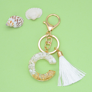 Llavero de Coche con Borla Blanca y Letras de la A a la Z, Llavero de Resina Epoxi, Bonito y en Oferta - Product Image 6