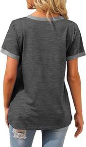 Womens T Shirts Short Sleeve V Neck Loose Casual Summer <b>Tops</b> 2026 with Pocket - Product Image 4