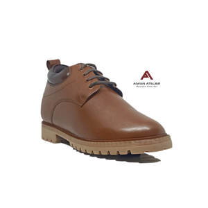 Chaussures Oxford en cuir véritable marron pour hommes, talon rehaussé dissimulé, lacets, bout rond, imperméables, antidérapantes, décontractées, habillées, formelles - Product Image 4
