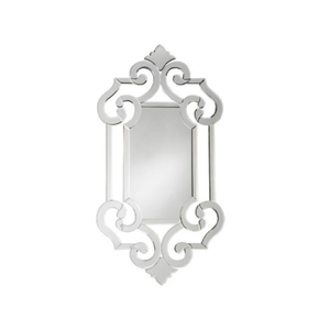 Espejo de Pared Barroco Veneciano Vintage con Diseño de Adornos Ornamentados y Bordes Biselados |   Espejo Decorativo de Plata Antigua para Interiores - Product Image 1