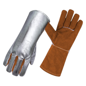 Gants en cuir de vachette pleine fleur aluminisé haute résistance à la chaleur, certification CE, épaisseur 11 oz, manchette de sécurité pour les travaux de lutte contre les incendies - Product Image 6