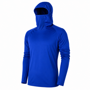 เสื้อฮู้ดดี้ผู้ชายสีพื้น 100% โพลีเอสเตอร์ UPF 50 ป้องกันแสงแดด เสื้อตกปลาประสิทธิภาพสูง ระบายอากาศได้ดี แขนยาว พร้อมหน้ากากปิดหน้า - Product Image 5